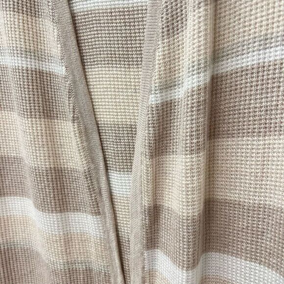 Foxcroft NYC Brown Striped Duster Cardigan Sweater Open Front Long Sleeve Size M - Picture 3 of 8